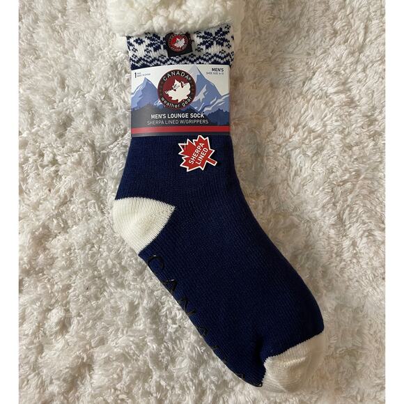 Canada Weather Gear Lounge Sock Sherpa Line With Grippers NEW Mens Size 6-12 - Picture 1 of 7